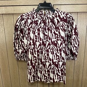 Margaret O’Leary Smock Neck Puff Sleeve Top